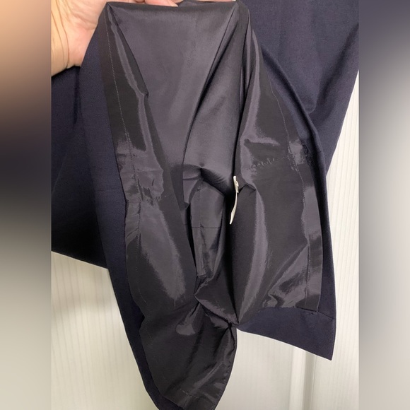 Banana Republic - Navy Sleeveless Midi Dress With Front Ruffle Detail - 0 Petite - Picture 6 of 8